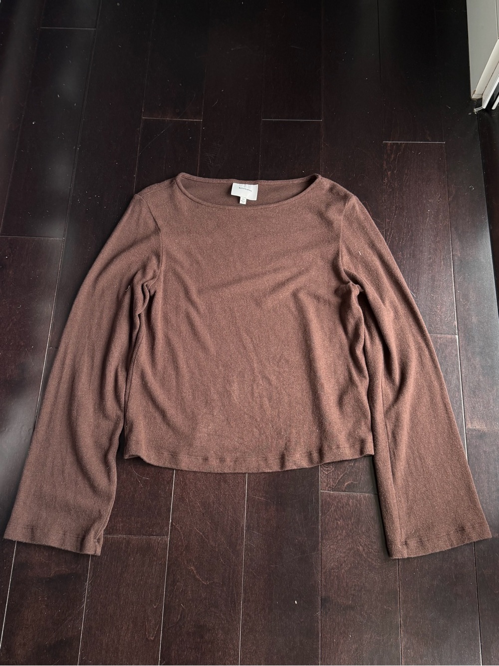 Reformation Brown Ribbed Long Sleeve Top